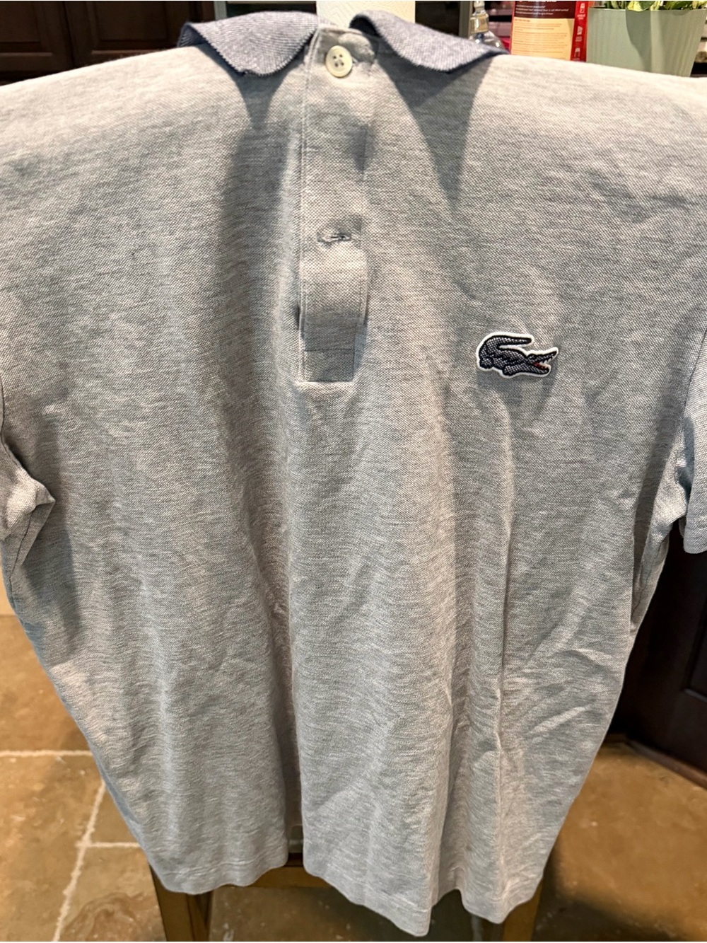 Lacoste Men’s Heather Light Gray Polo with Crocodile Logo